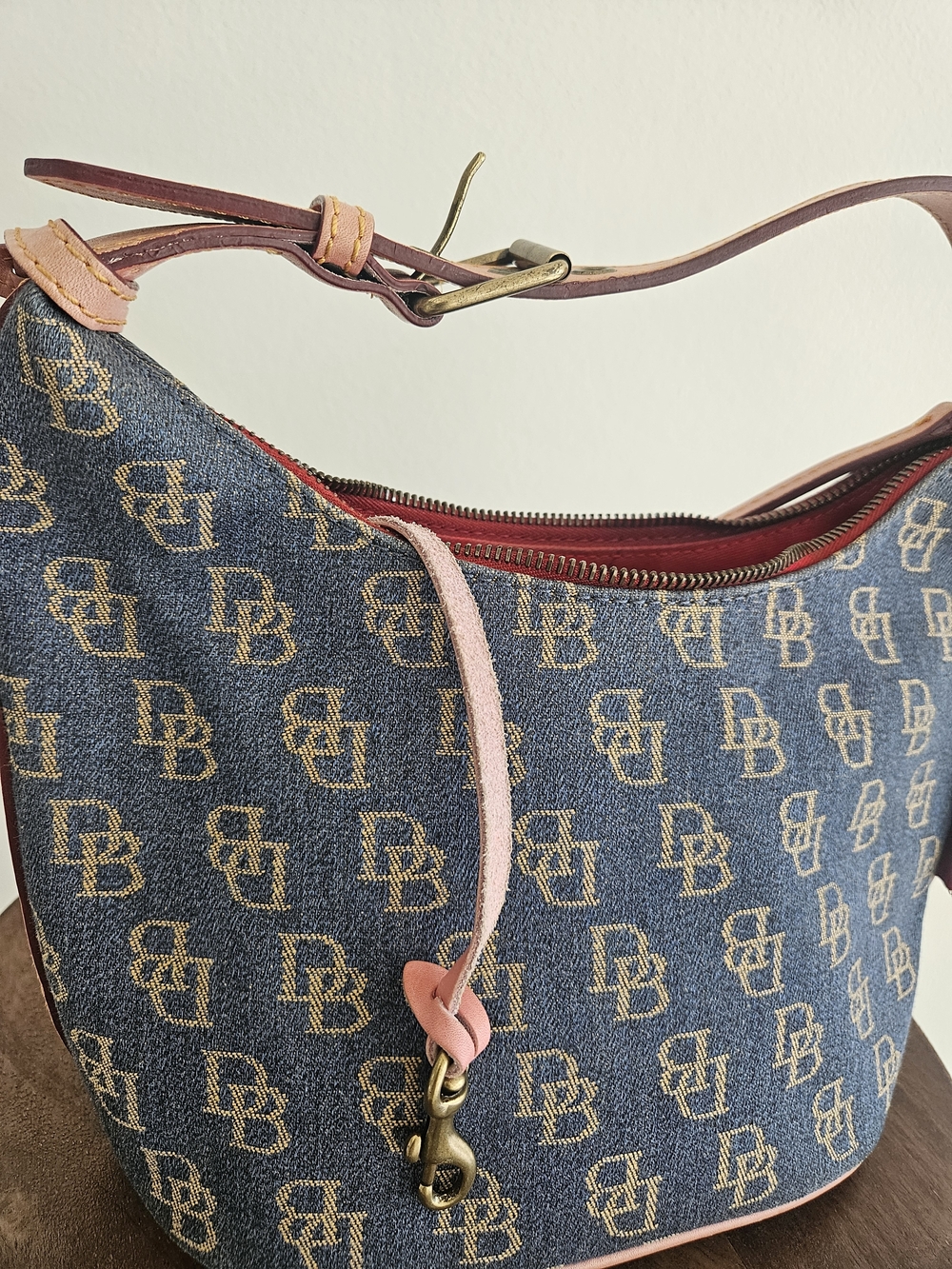 Dooney & Bourke Pink-Trim Denim Logo Shoulder Bag - Picture 3 of 8